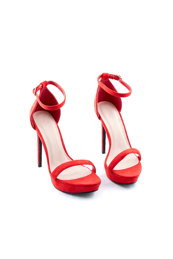 Marney - Red Strappy Barely There Platform Heels