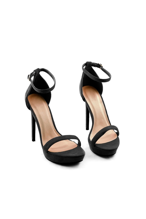 Marney - Black Strappy Barely There Platform Heels