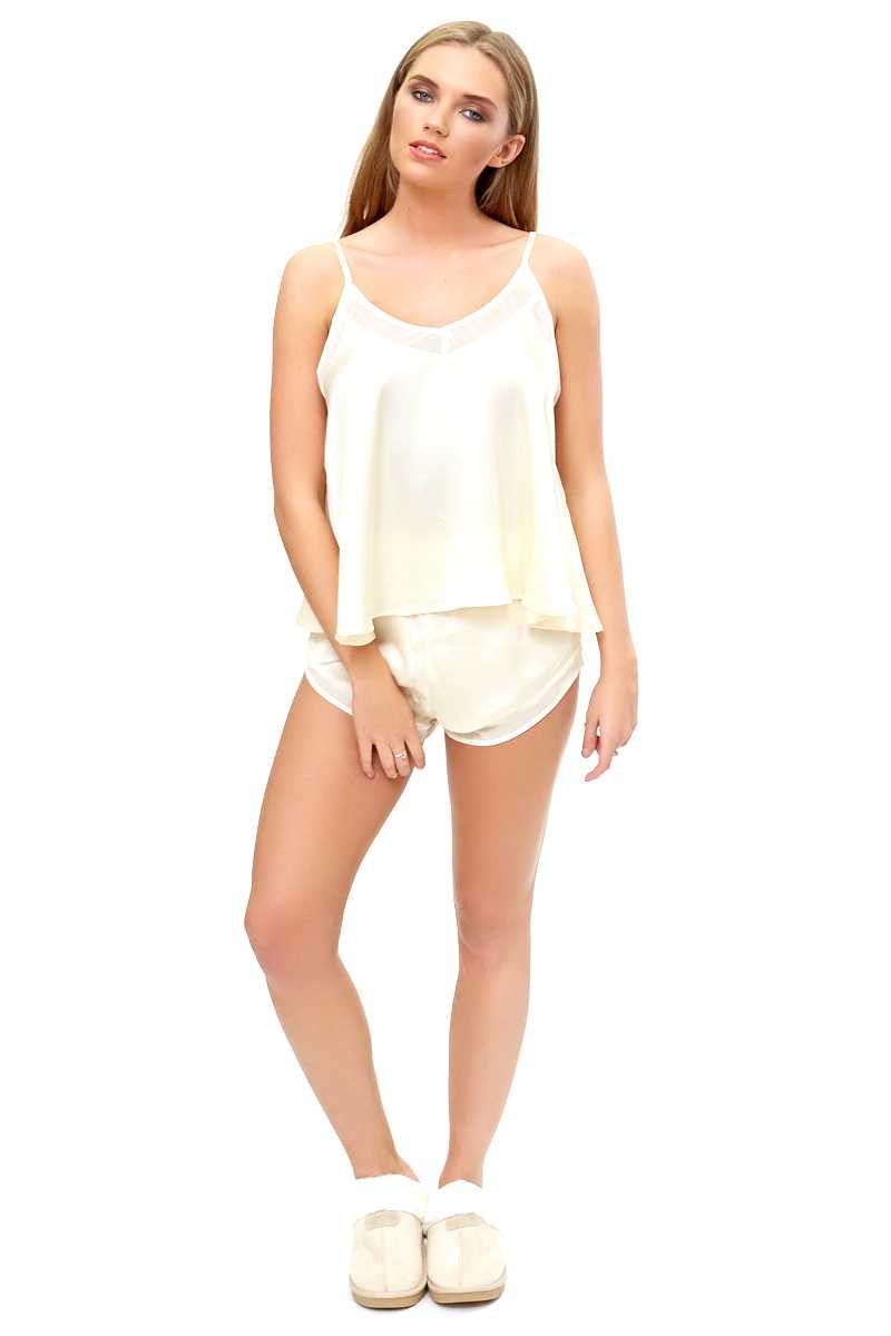 Cream silk cami Night wear set 