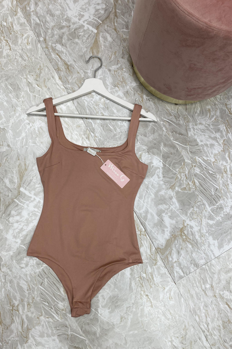 Jamie - Rose Pink Square Neck Basic Bodysuit