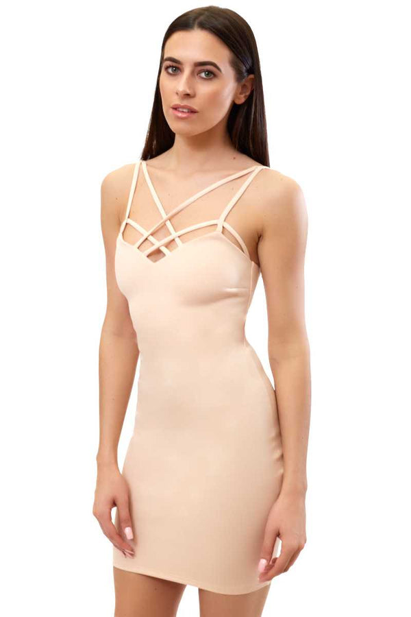 Kimora - Nude multi strap mini dress
