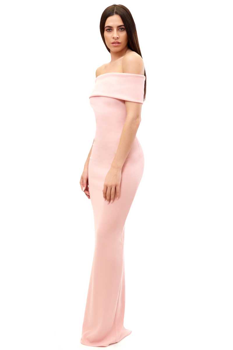 Lucie - Pink Bardot Maxi Dress