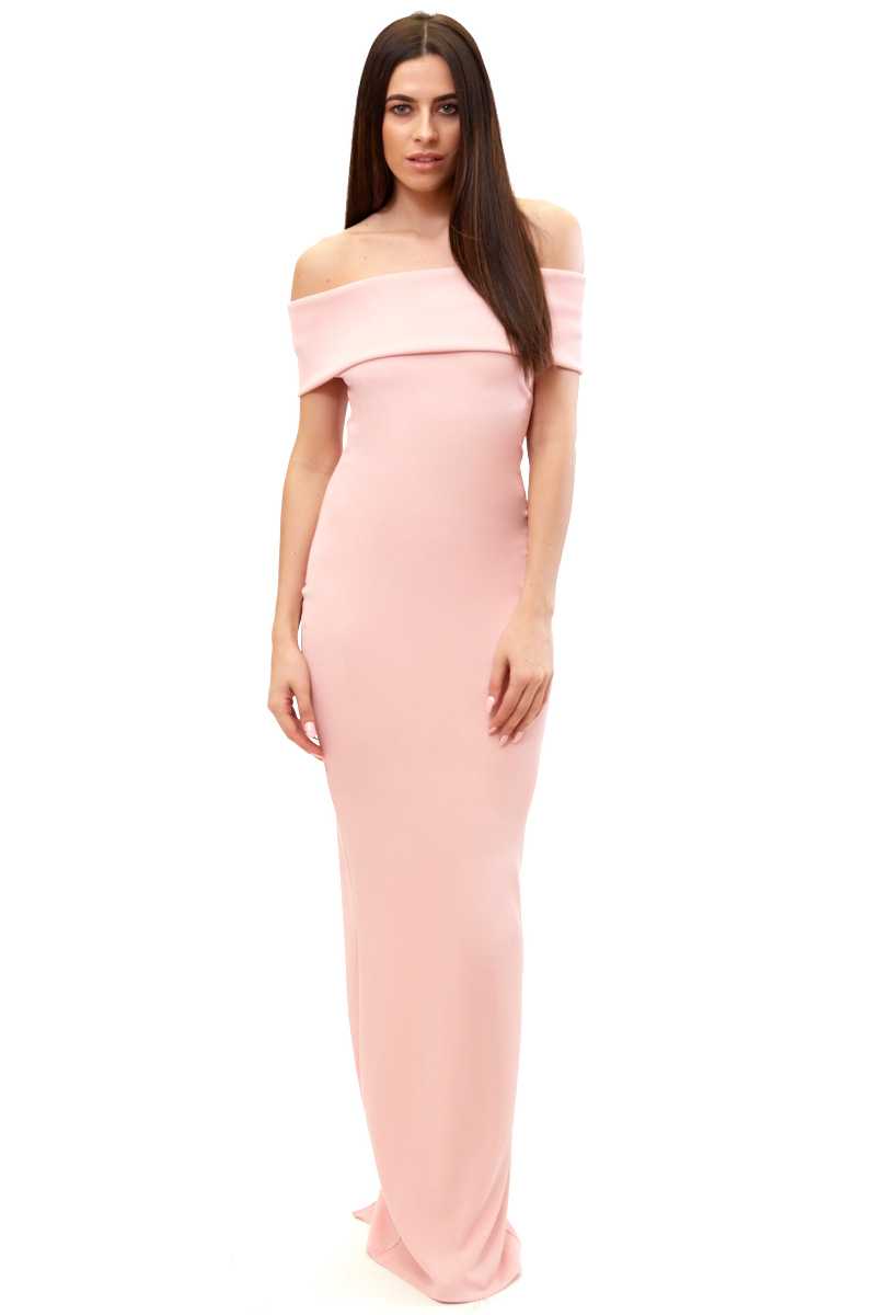 Lucie - Pink Bardot Maxi Dress
