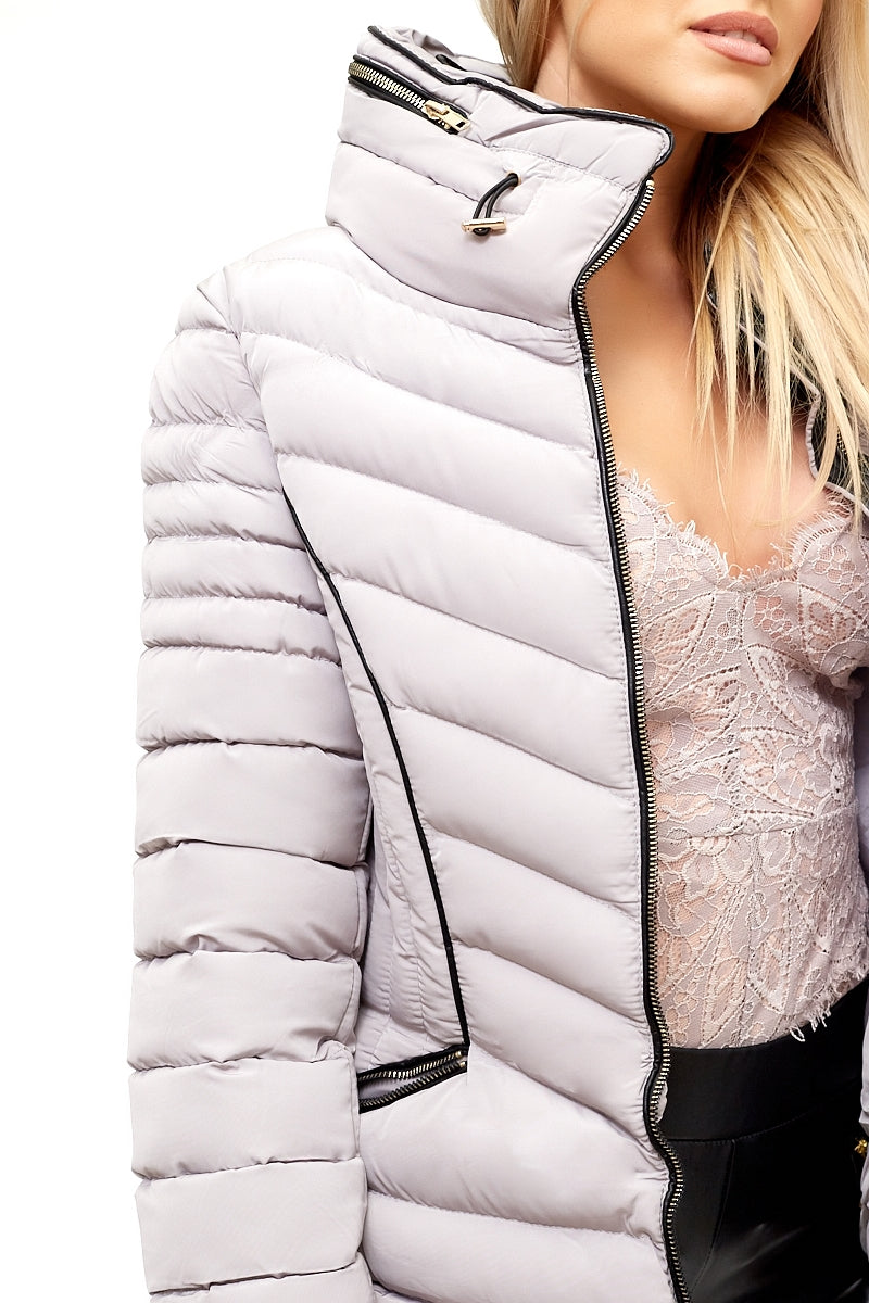 Marlie - Light Grey Quilted Puffer Jacket