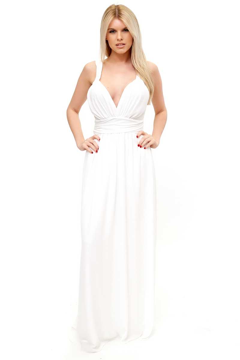 Valeria - White Cold shoulder Maxi Dress 