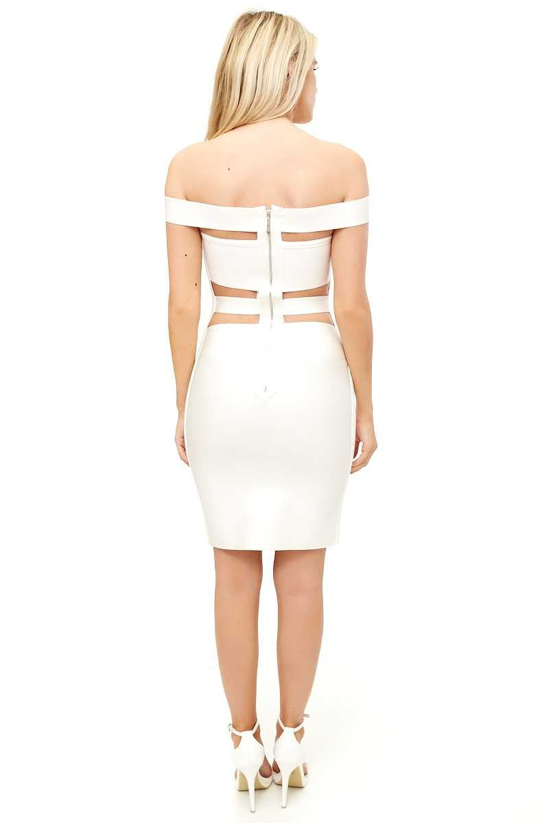 Keisha - White Cut Out Bandage Bandage Dress