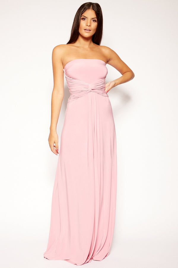 Leliana - Pink Bandeau Jersey Maxi Dress 