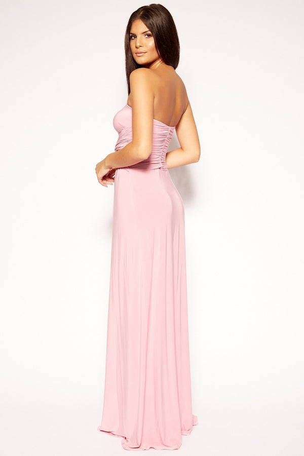 Leliana - Pink Bandeau Jersey Maxi Dress