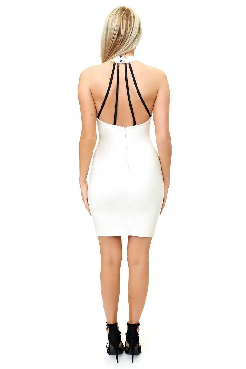 Venice - White Backless Cut Out Bandage Dress