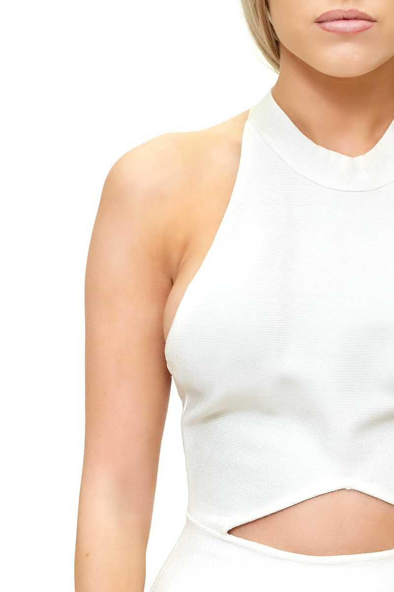Venice - White Backless Cut Out Bandage Dress