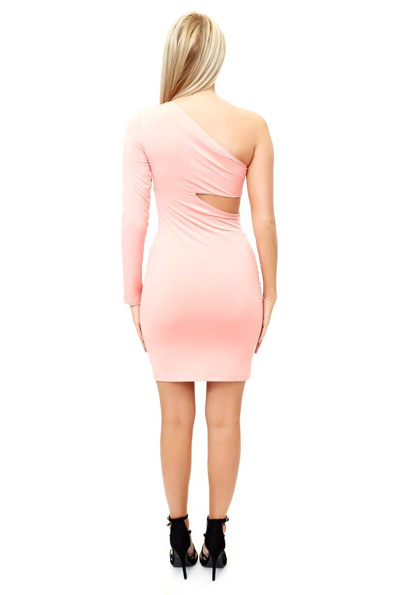April - pink one shoulder body-con dress