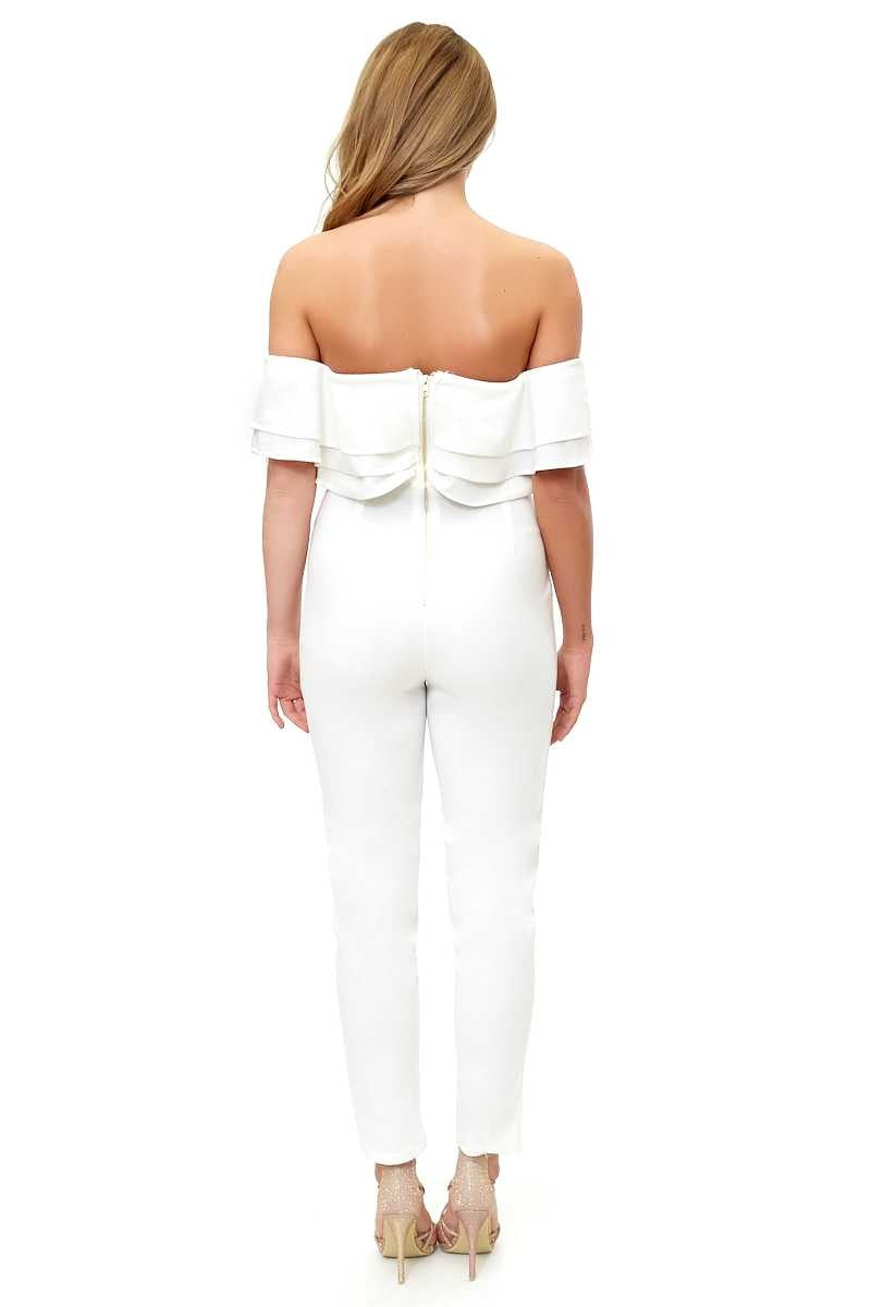 Coriane - White Layered Off The Shoulder Jumpsuit