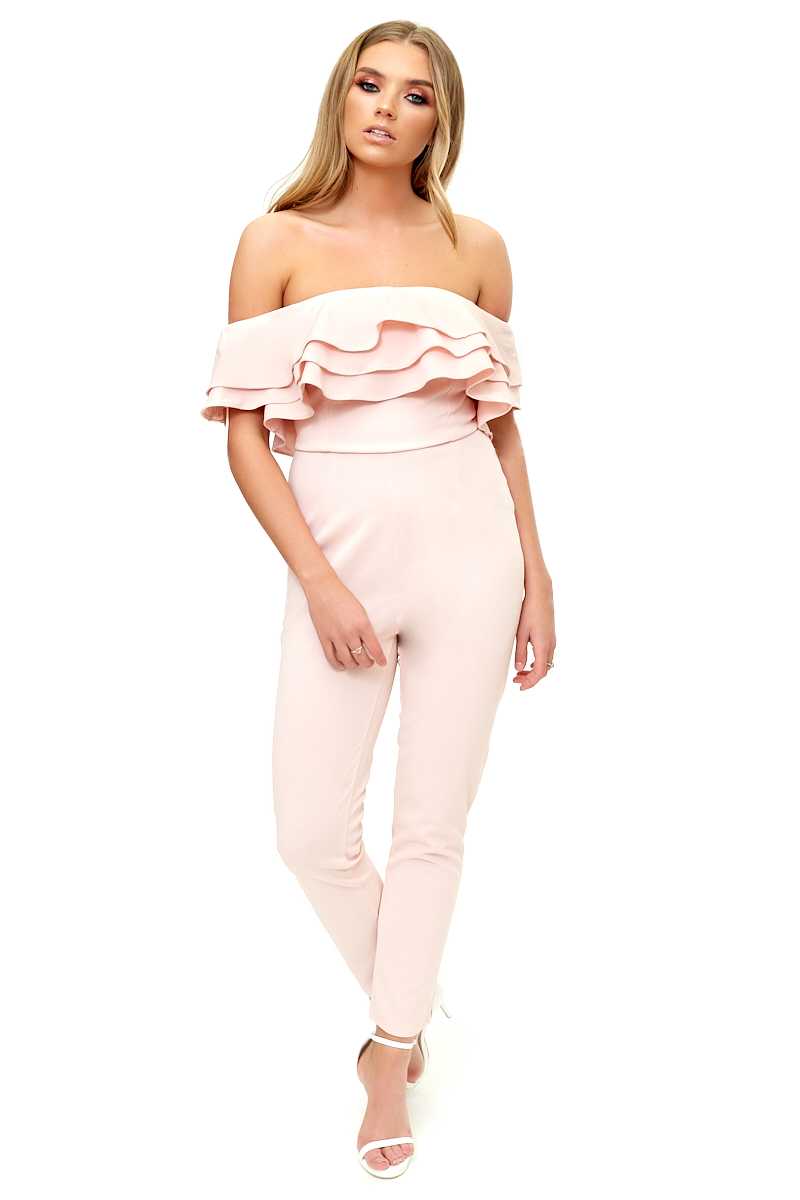 Coriane - Pink Layered Off The Shoulder Jumpsuit