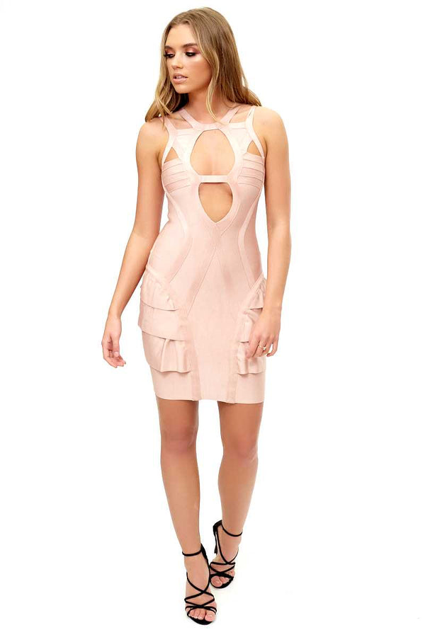 Sorrento - Pink Structured Bandage Dress