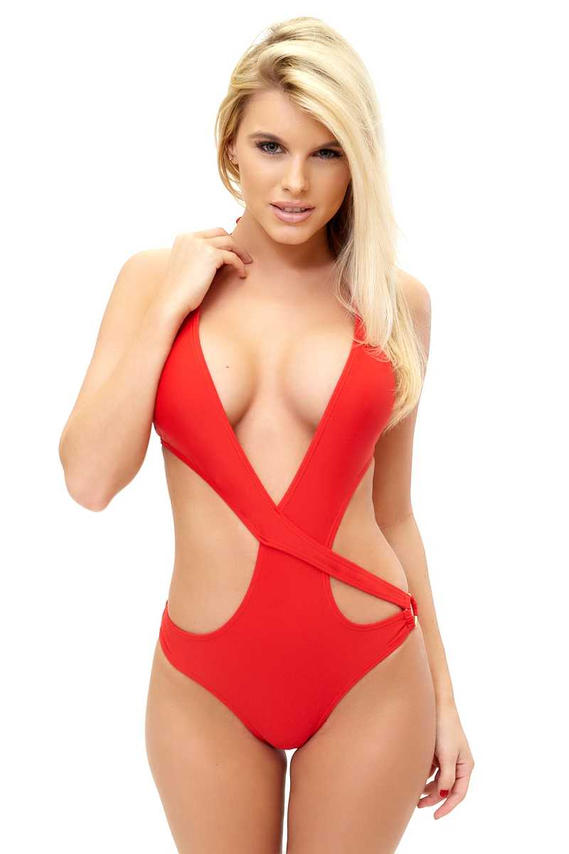 Allure - Red Cut Out Swimsuit