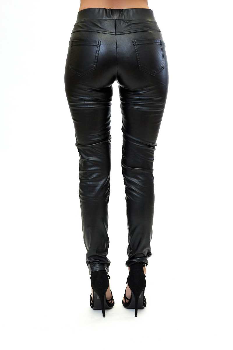 Aspen - PU Biker Style Zip Leggings