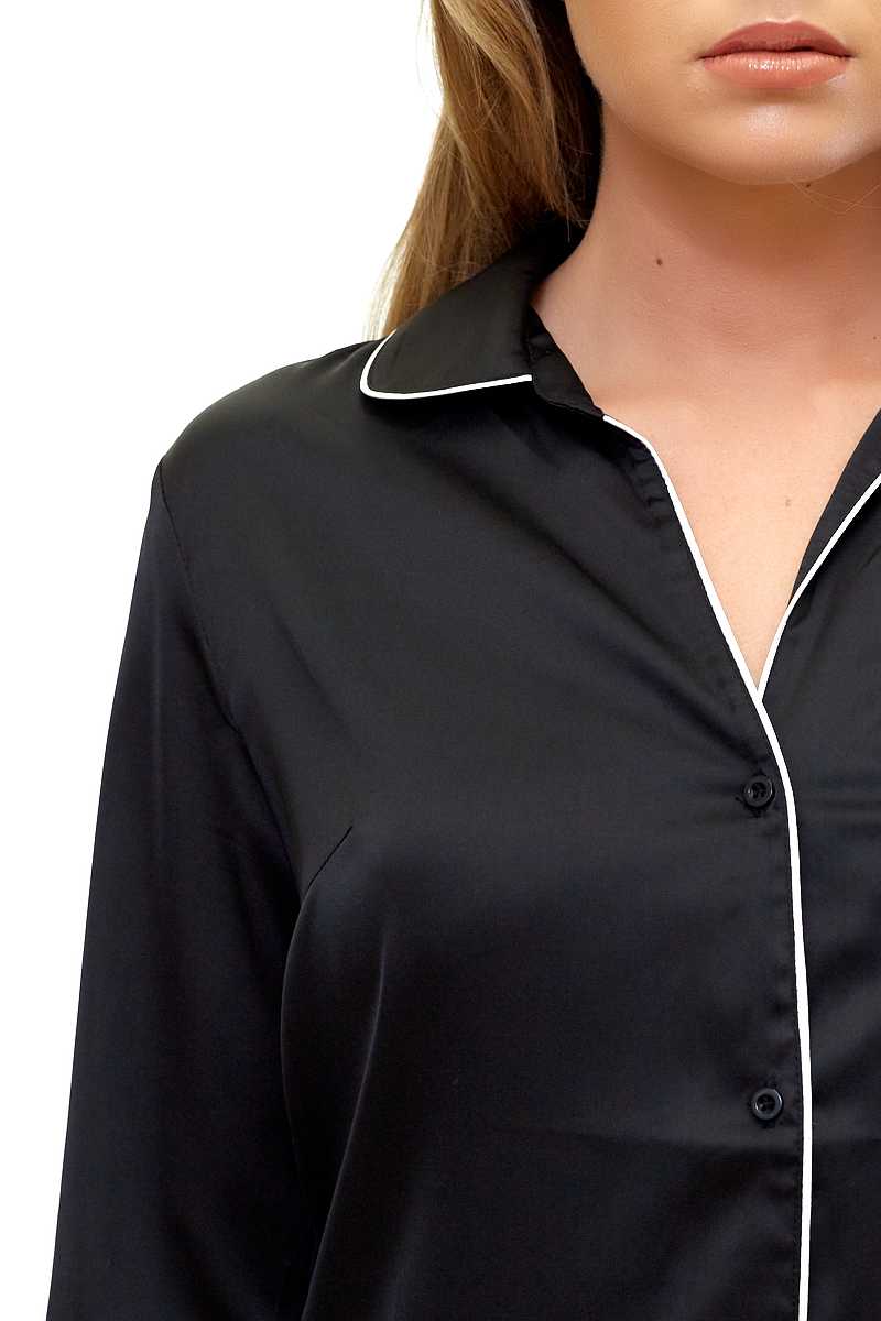 Amilie - Black Satin Shirt