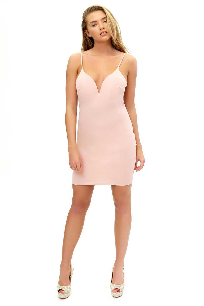 Maybell - Pink Back Lace Crochet Bodycon Dress