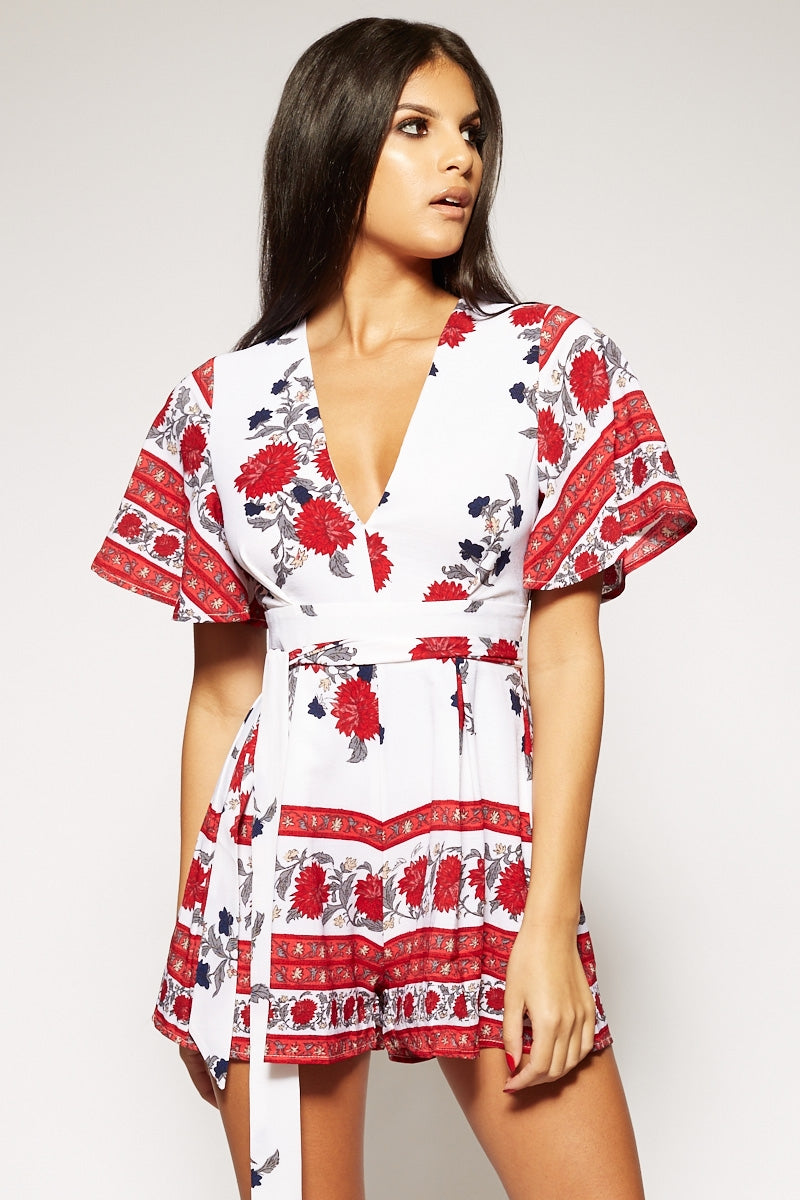 Celinea - Floral Plunge Playsuit 