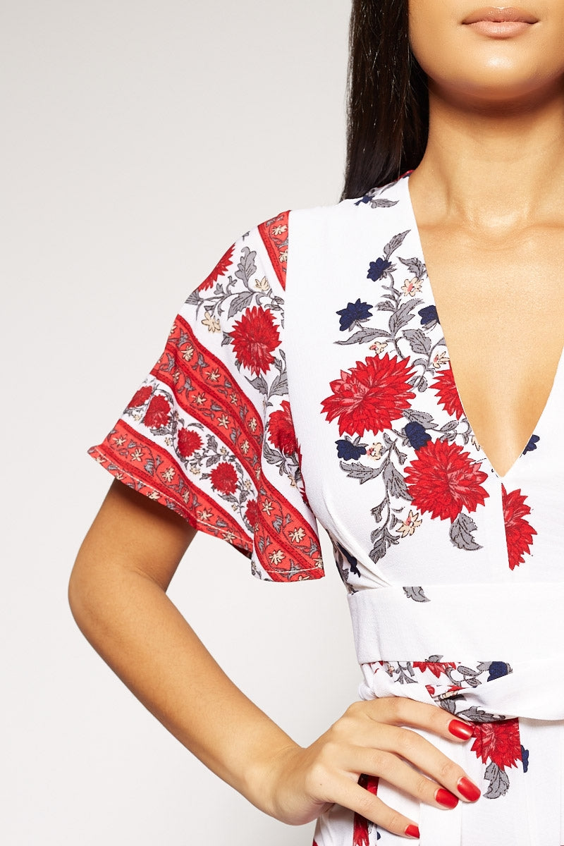 Celinea - Floral Plunge Playsuit