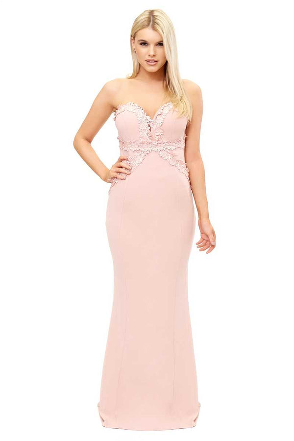Zarra- Pink Bandeau Evening Dress