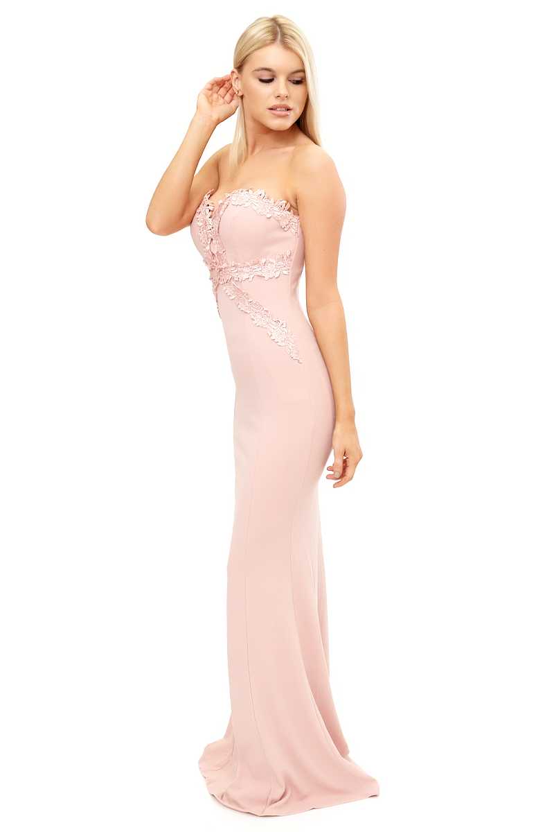 Zarra- Pink Bandeau Evening Dress 