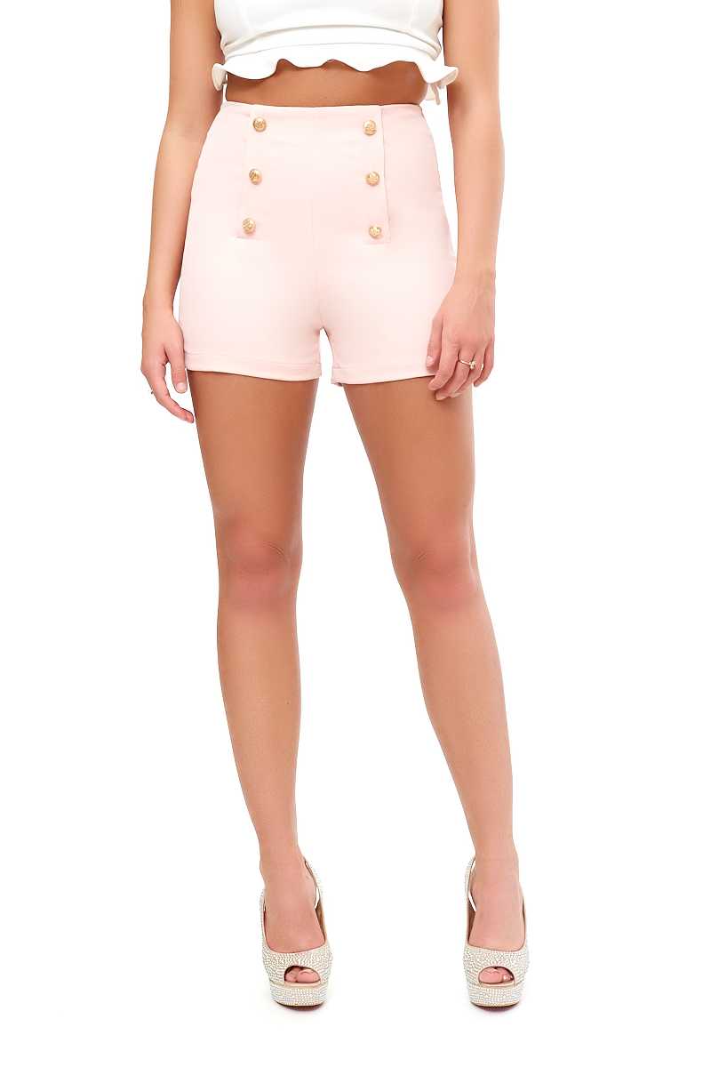 Samia - Pink Gold Button Tailored Shorts 