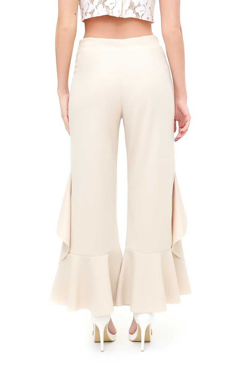 Flossie - Nude Draped Frill Trousers