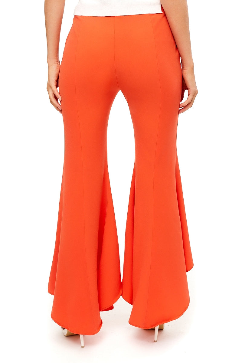 Emily - Orange Asymetric Flared Trousers
