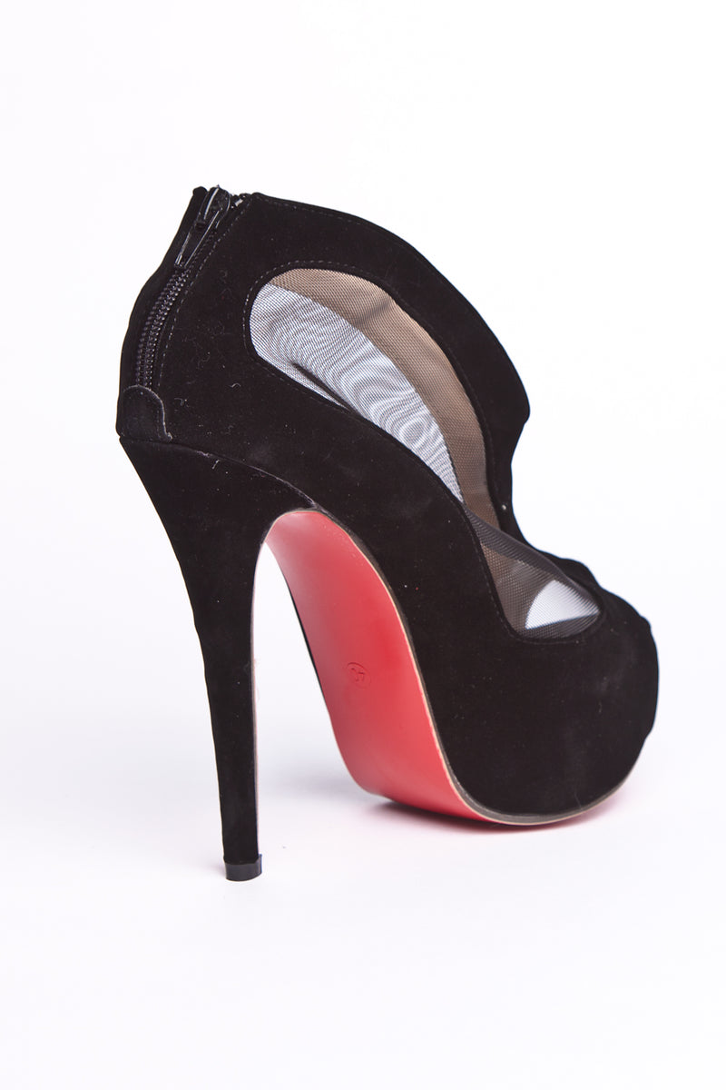 Penelope - Black Mesh Heels