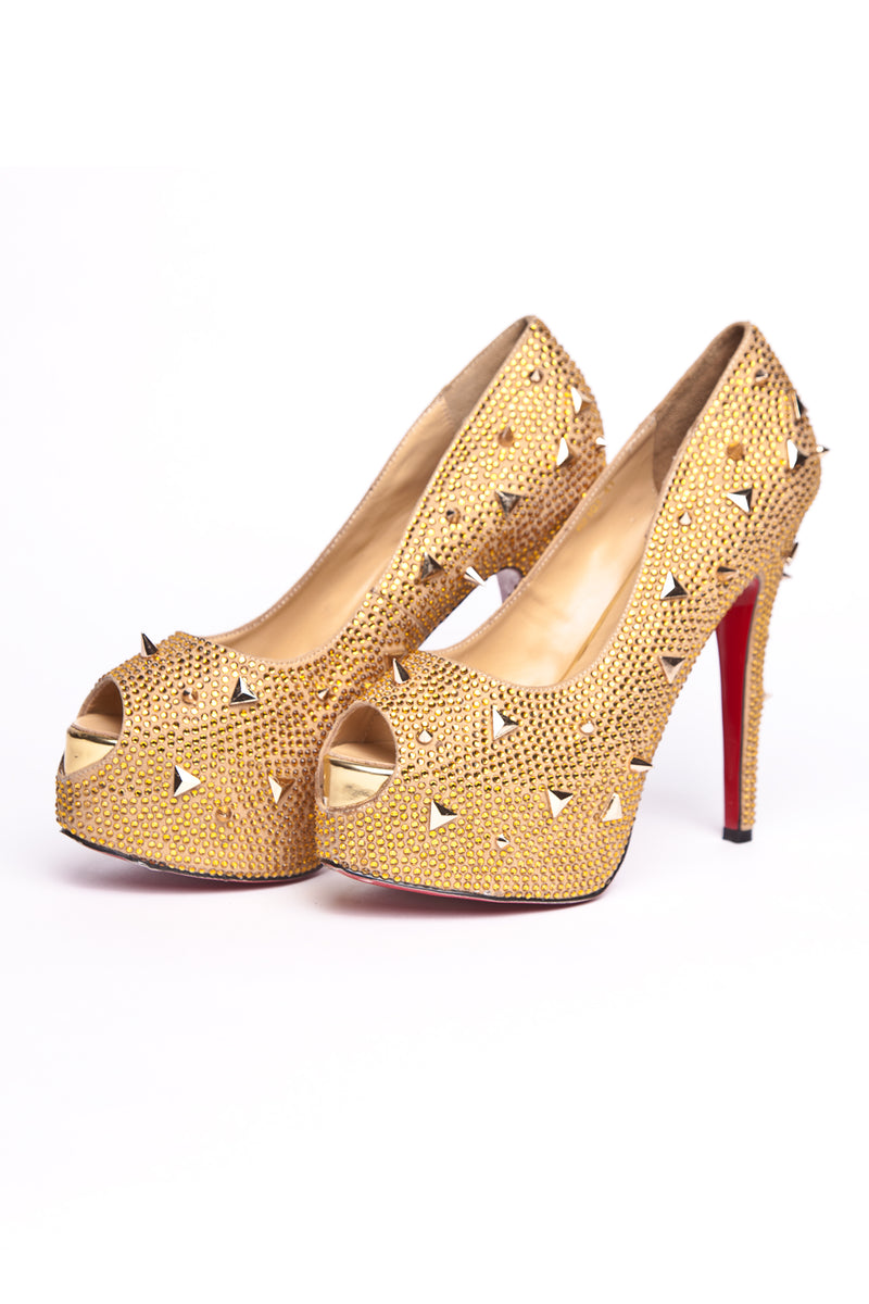 Robyn - Gold Studded Heels