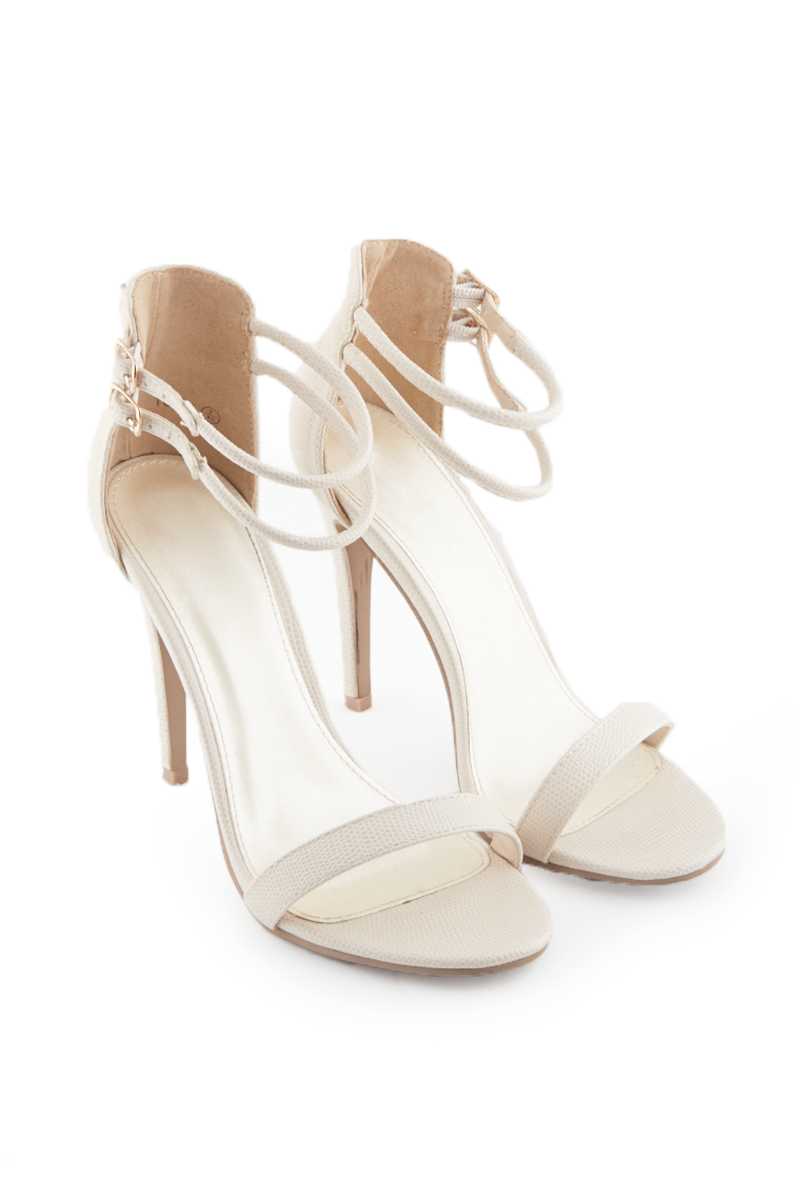 Sabrina - Nude Snakeskin Strappy Barely There Heels