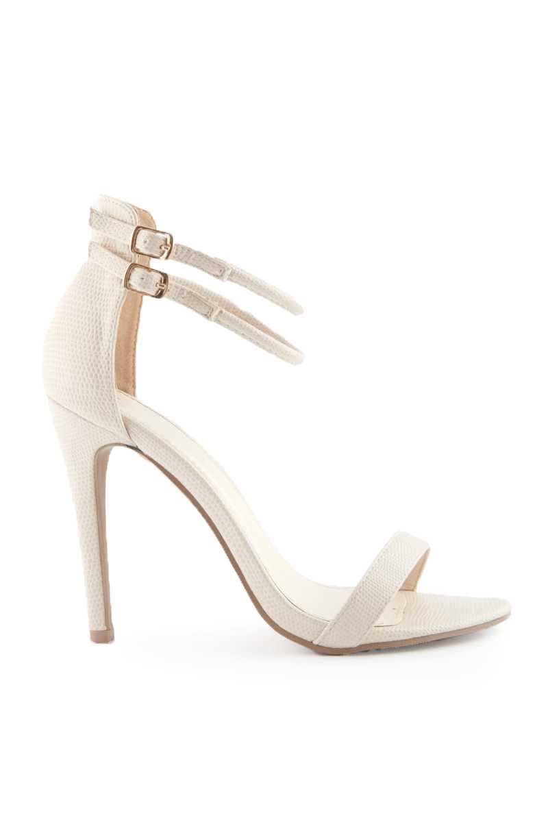 Sabrina - Nude Snakeskin Strappy Barely There Heels