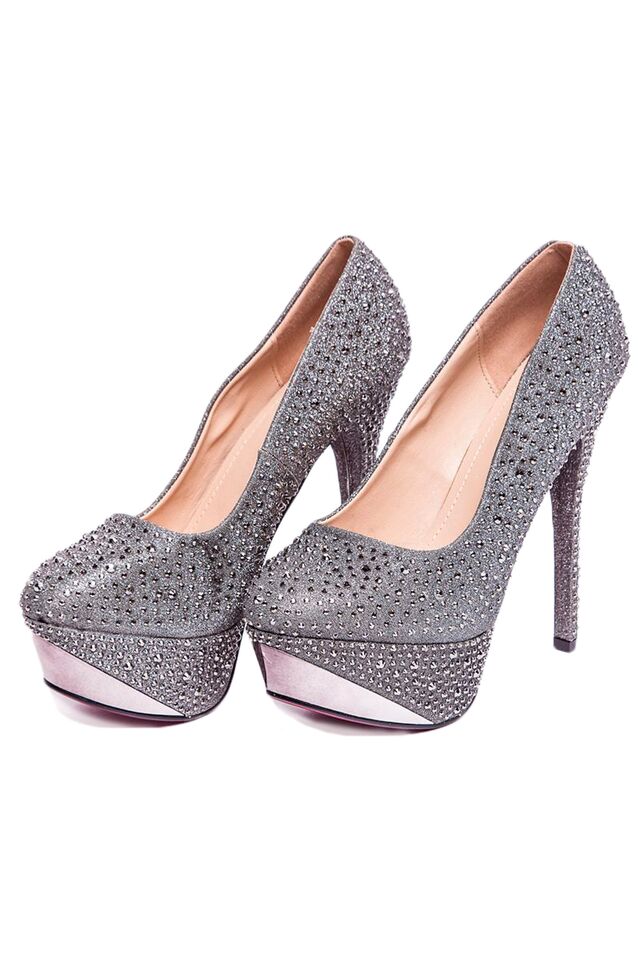 Samantha - Silver Glitter Platform Heels