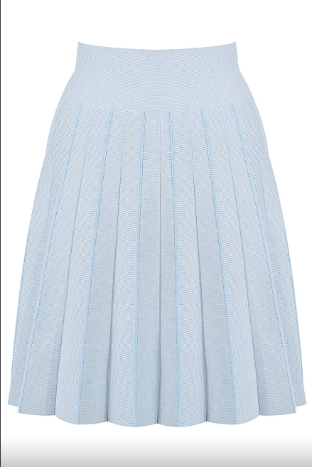 Kimberly - Pale Blue Pleated High Waisted Skirt 