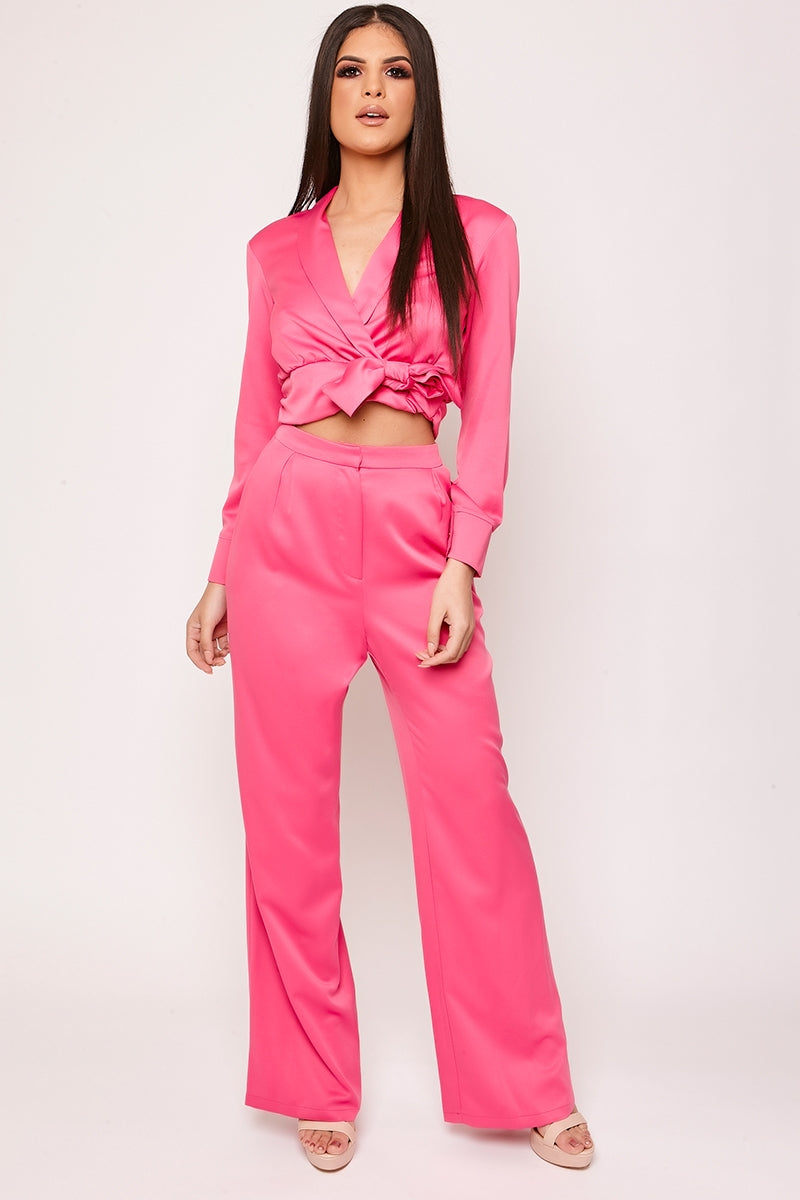 Serenity - Pink Wrap Top & High Waisted Trouser Co-ord