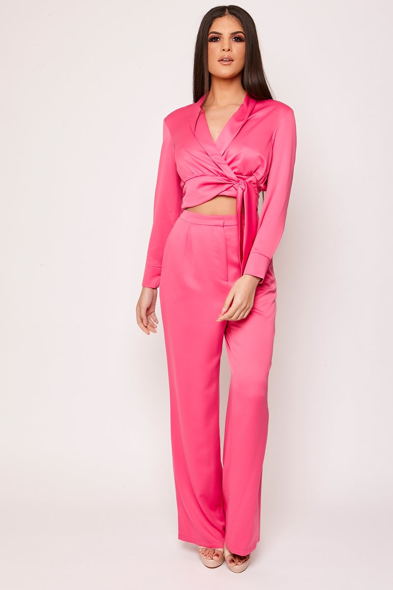 Serenity - Pink Wrap Top & High Waisted Trouser Co-ord 