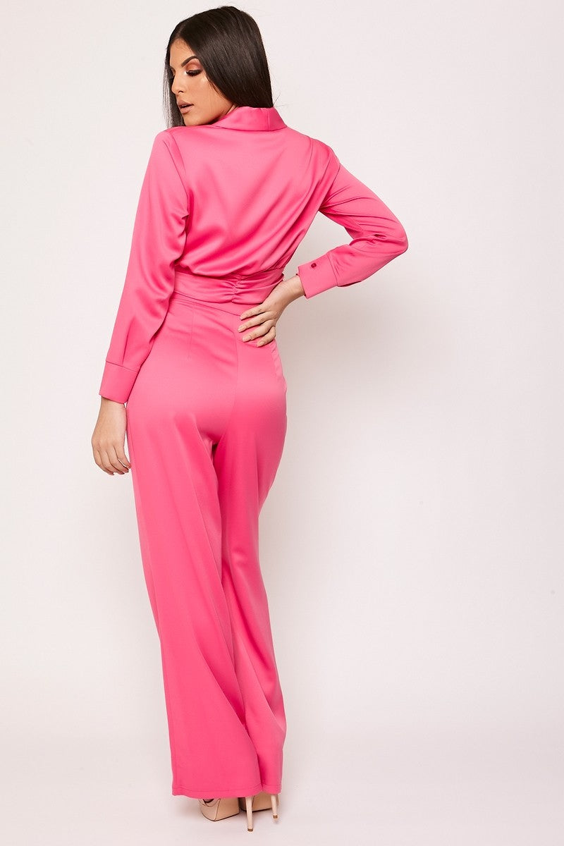 Serenity - Pink Wrap Top & High Waisted Trouser Co-ord