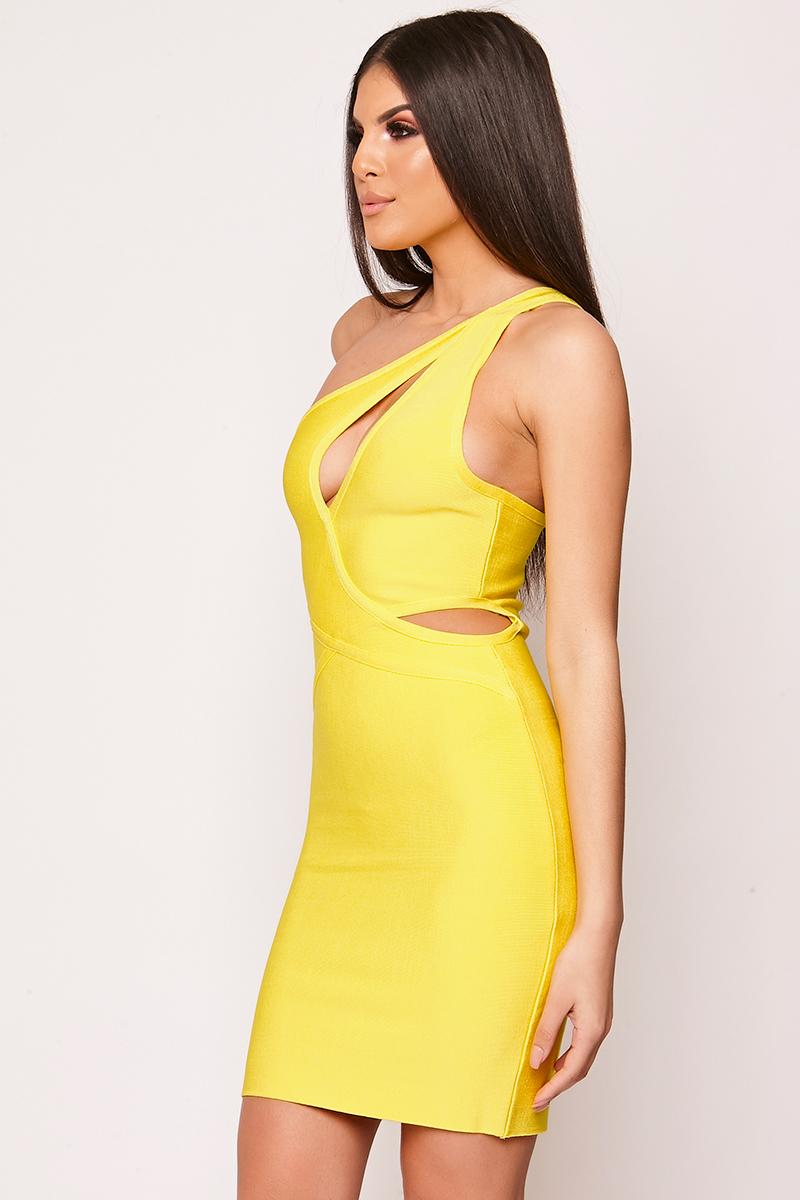 Sydney - Yellow One Shoulder Cut Out Bandage Dress