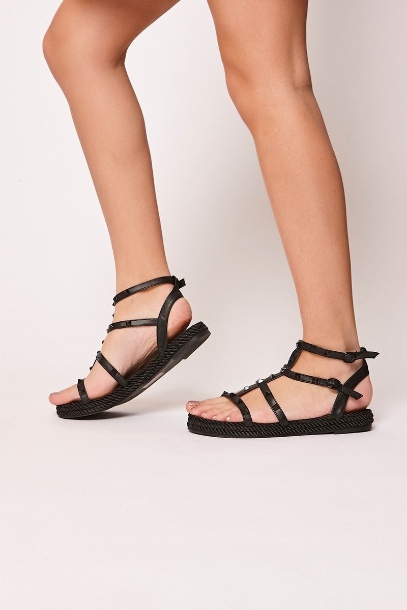 Zohara - Black Studded Gladiator Sandals