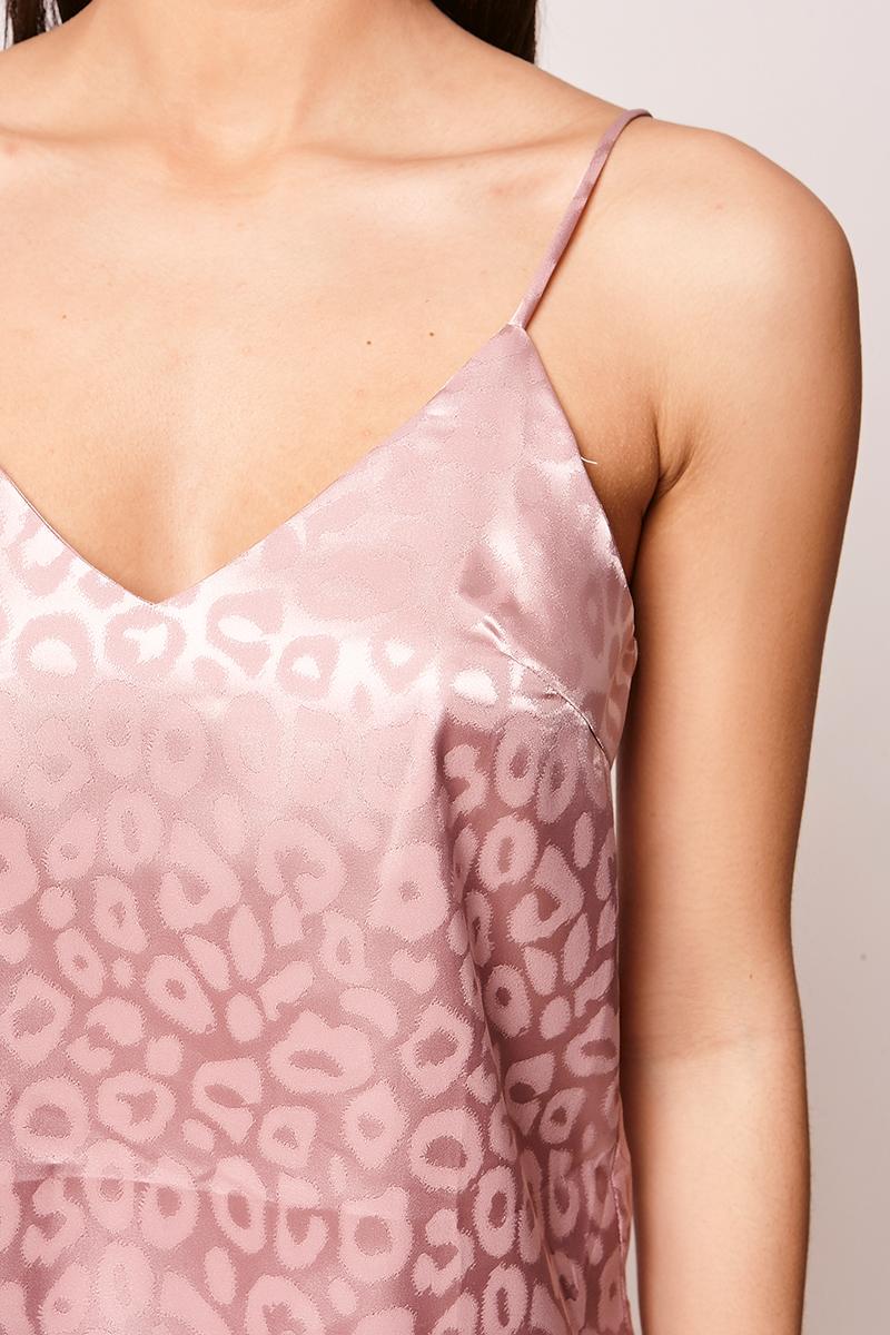 Viktoria - Pink Leopard Textured Satin Cami