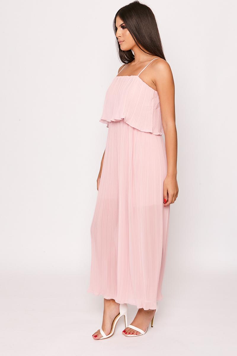 Lucey - Pink Pleated Wide Leg Jumpsuit